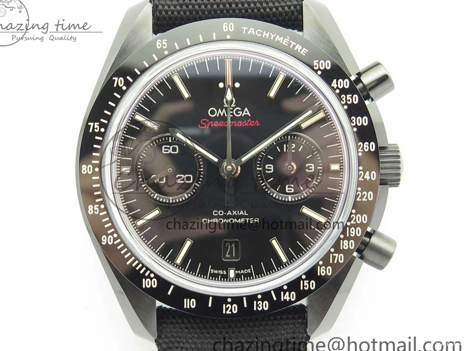 1229 Premium Speedmaster “Dark Side of The Moon” Real Ceramic OMF 1:1 Best Edition on Nylon Strap A 7977